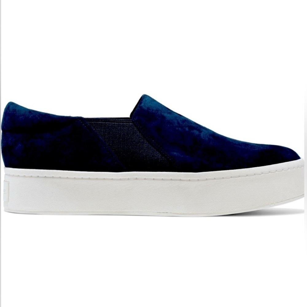 VINCE Women’s Blair Midnight Blue Velvet Slip-On Sneakers, Size